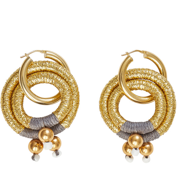 Keentu Gold Double Hoop Earrings - Gold - Picture 2 of 4